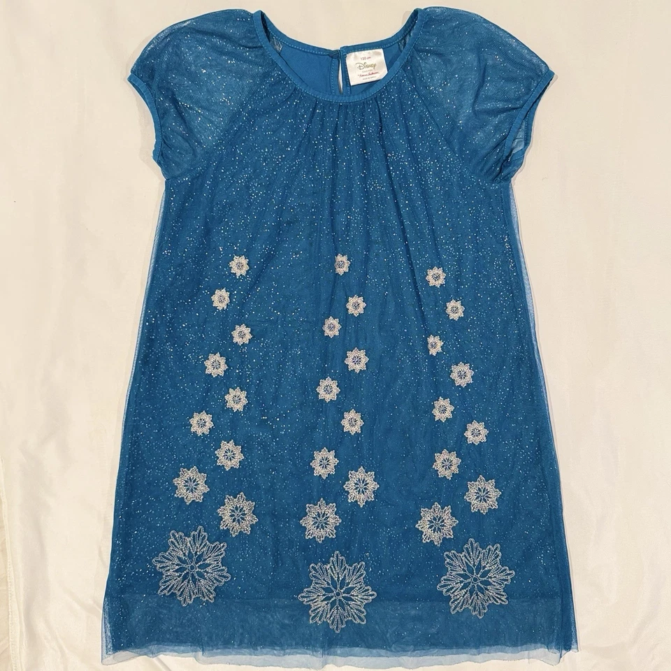 Hanna Andersson Dresses Disney Collection Girls Frozen Tulle Dress Teal Sz 6-7 - Image 3 of 4