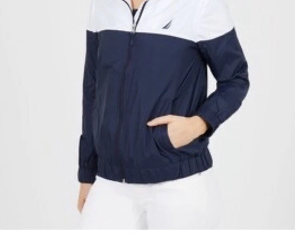 Nautica windbreaker/navy White Colorblock jacket Xs UK10