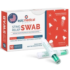 Epic Medical Supply Sting Relief Swab – Instant Mosquito Bite Relief  Bug Bit...