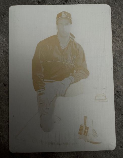 WALT WEISS 2005 TOPPS ROOKIE CUP CYAN PRINTING PLATE,  OAKLAND A'S