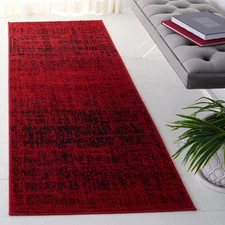 Adirondack Collection Runner Rug - 2'6" x 16', Red & Black, Modern Abstract D...