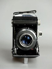 Macchina fotografica RHEINMETALL Weltax, pieghevole, 1952 Germania, con custodia in pelle