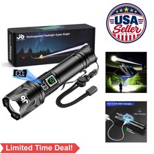 Handheld LED Flashlight 100000 Lumen 5000mAh USB-C Rechargeable Battery LCD