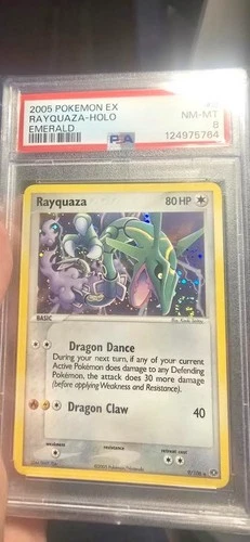 Pokemon 2005 Rayquaza EX Emerald Holo Rare #9 PSA 8 - NICE SWIRL 🍥