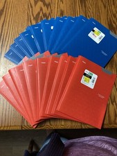 Lot Of 20 New Mead Five Star Plastic 2 Pocket Prong Folders 10 Blue  10 Red