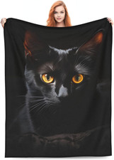 Cute Black Cat Blanket Gifts for Cat Lovers Girls Women Animal Kitten Flannel Th