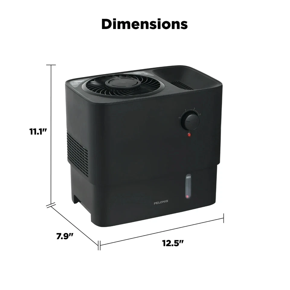 Humidificador de niebla fría Pelonis de 1 galón, 500 cuadrados Cobertura de pies, negro, CAJA ABIERTA Foto 3 de 4