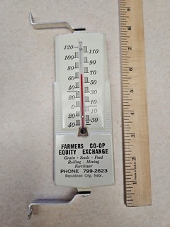 Vintage Advertising Metal Thermometer Republican City Nebraska Farmers CO OP
