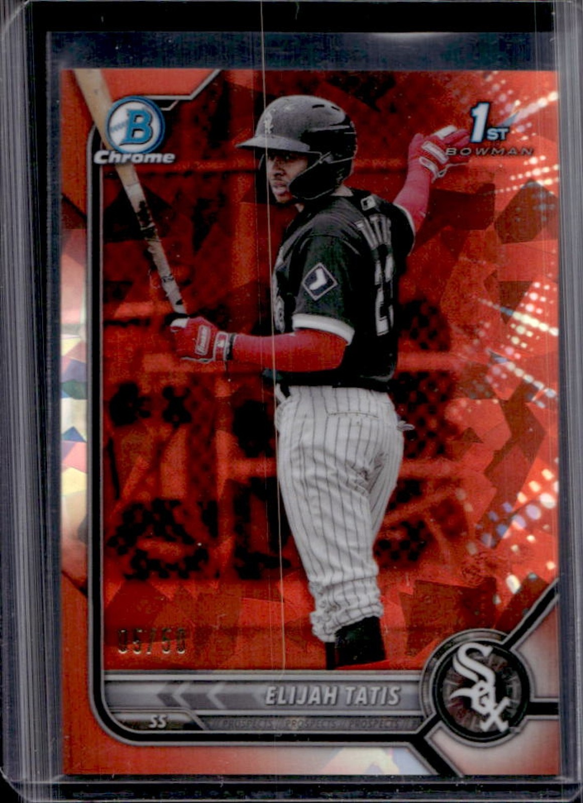 2022 Bowman Sapphire Elijah Tatis Chrome Refractor Orange 1st #/50 White Sox