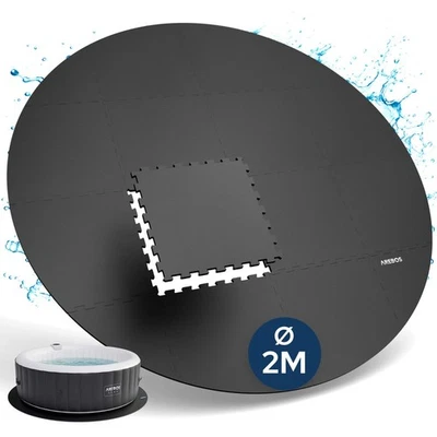 AREBOS Tapis Protection Spa Ø200 cm EVA 16 pcs Antidérapant Extérieur Noir Sols - Photo 1/4