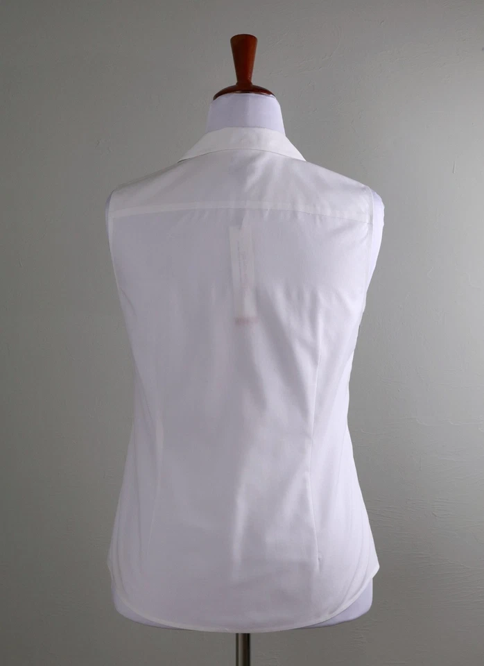 TALBOTS NWT $69 Non-Iron Solid White Sleeveless Shirt Top Size 12 Petite - Image 4 of 4