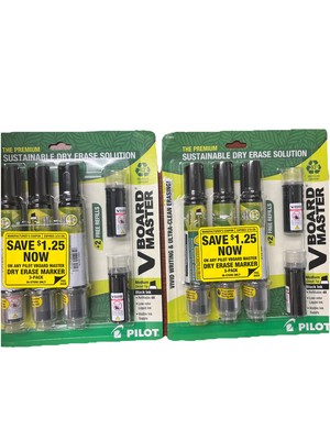 Pilot V Board Master Dry Eras Whiteboard Markers Black Pack of 3 / 2 Refills 2pk