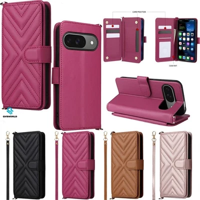 Multifunctional Leather Wallet Case Phone Cover for Google Pixel 10A 10 9 9A 8 - Image 1 of 4