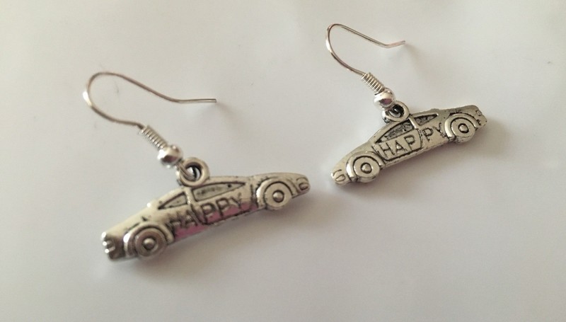 Car Charm Earrings , Silver Car 4  Van Semi Rig Pickup Truck Tractor Transport