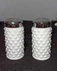 Vintage Fenton White Milk Glass Hobnail Salt And Pepper Shakers