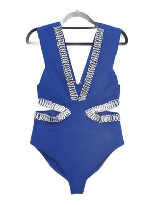 Karen Millen frecher Einteiler Badeanzug in Blau UVP 99£