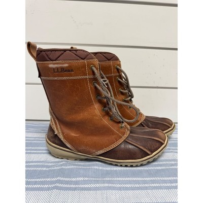 LL Bean Storm Chaser Boots Womens 7.5 Brown Leather Waterproof Duck Boots 301344