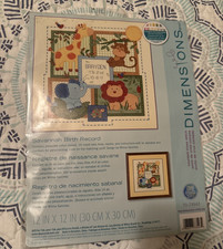Dimensions Savannah Birth Record Counted Cross Stitch Kit 70-73543 Safari NEW