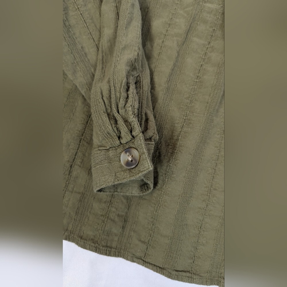 Loft Green Long Sleeve, Button Down Pullover, Emb… - image 8