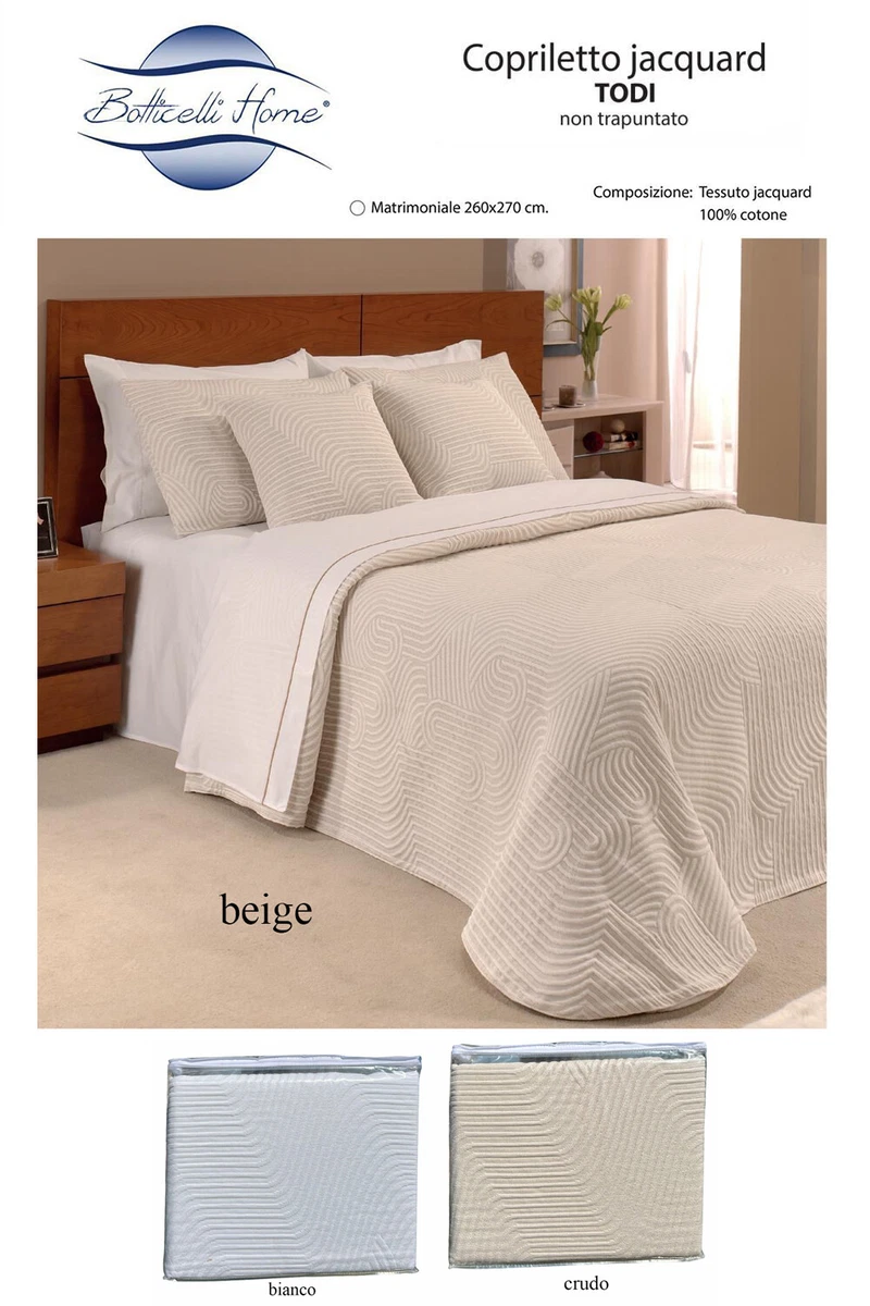 Couvre-lit Ancien Blanc Motif Vague – Coton 250x187cm Taille Double