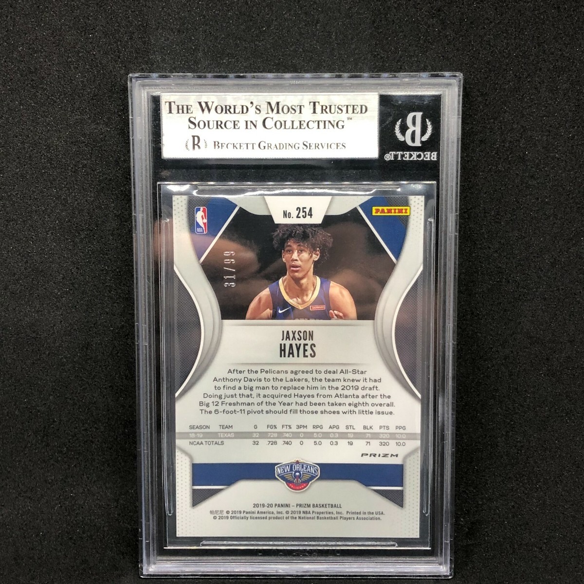 2019-20 Panini Prizm Jaxson Hayes Rookie Blue Ice /99 BGS 9 | eBay