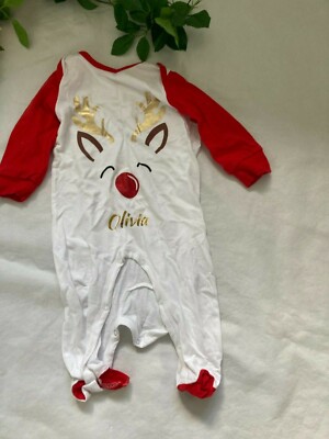 Studio Weihnachten personalisierter Baby Mädchen Body (Name Olivia) Größe 3-6 Monate!  