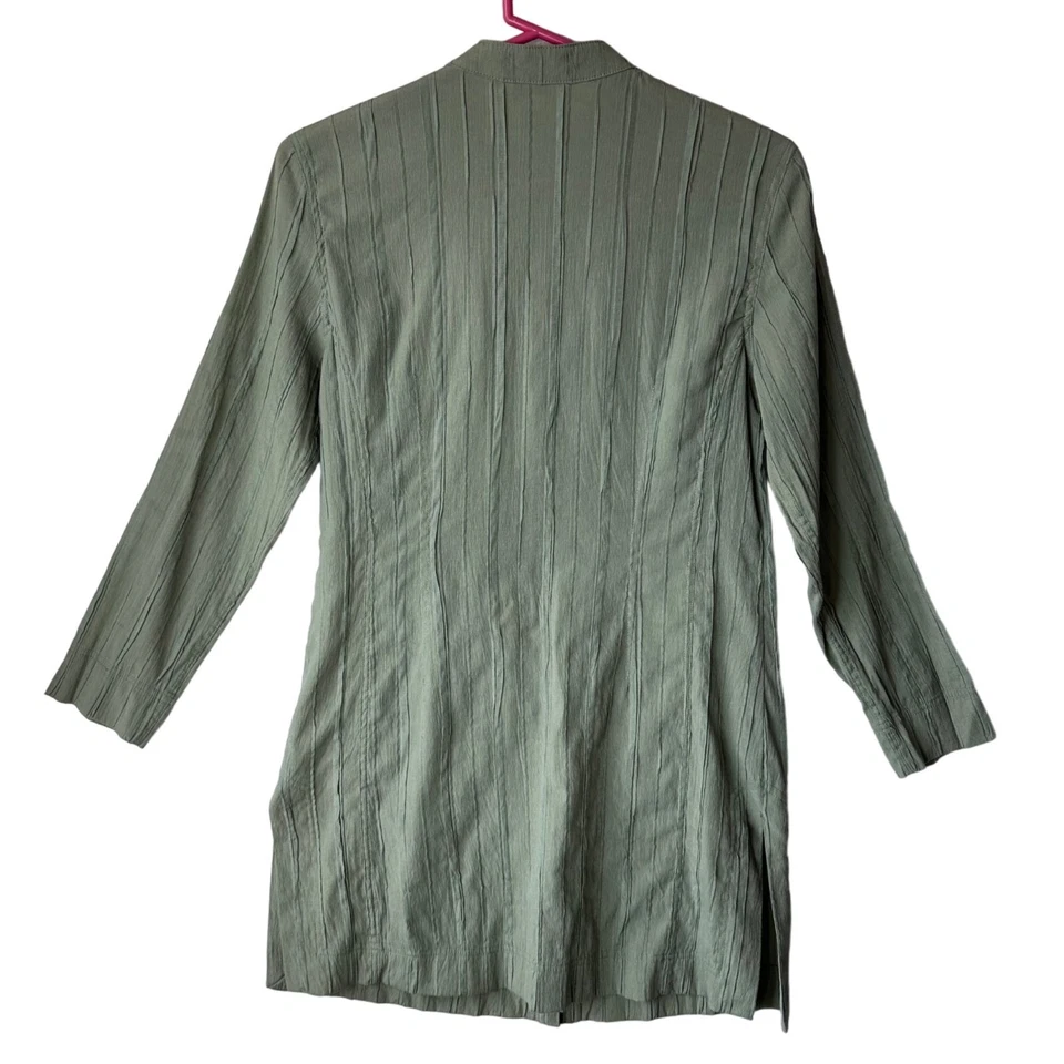 Citron Santa Monica Womens Button Up Tunic Bamboo Blend Size XS Petite Green - Image 2 of 4