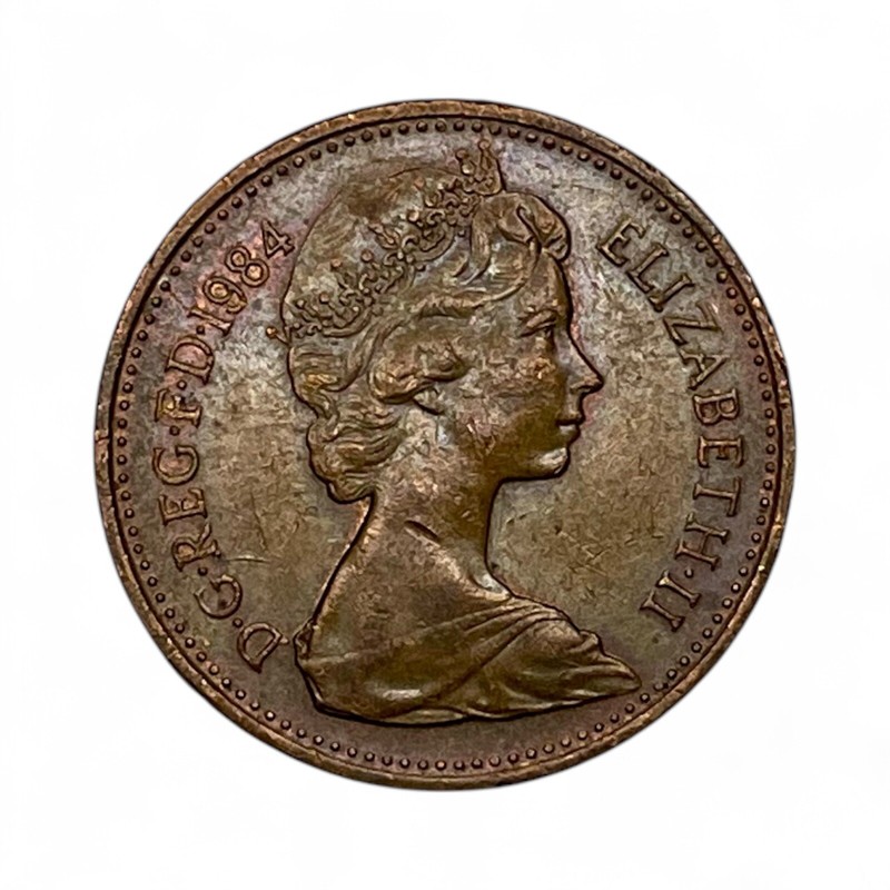 1984 Great Britain 1 Penny Coin Elizabeth II UK Portcullis Bronze KM#927