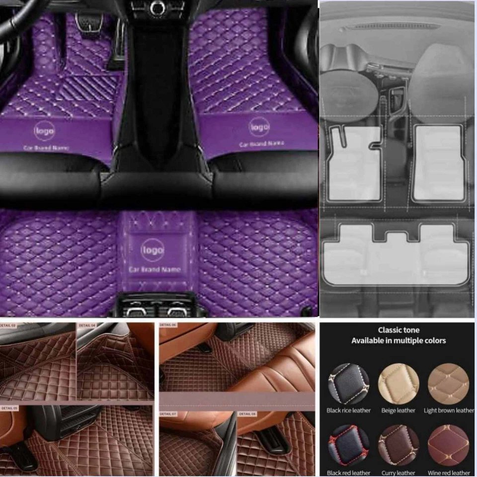 For Porsche Car Floor Mats Carpets Custom Pu Leather Auto All Weather Waterproof Foto 2 de 4