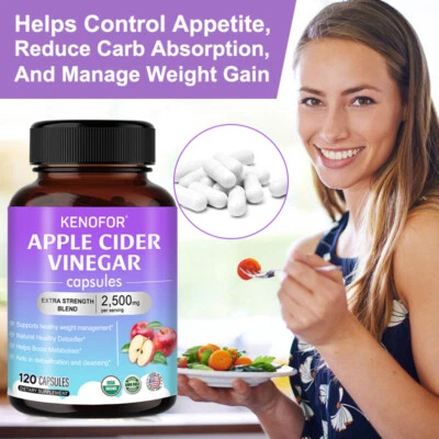 KENOFOR Apfelessig Komplex Kapsel 2500 Mg Gewichtsmanagement Detox Schönheit Verdauungs