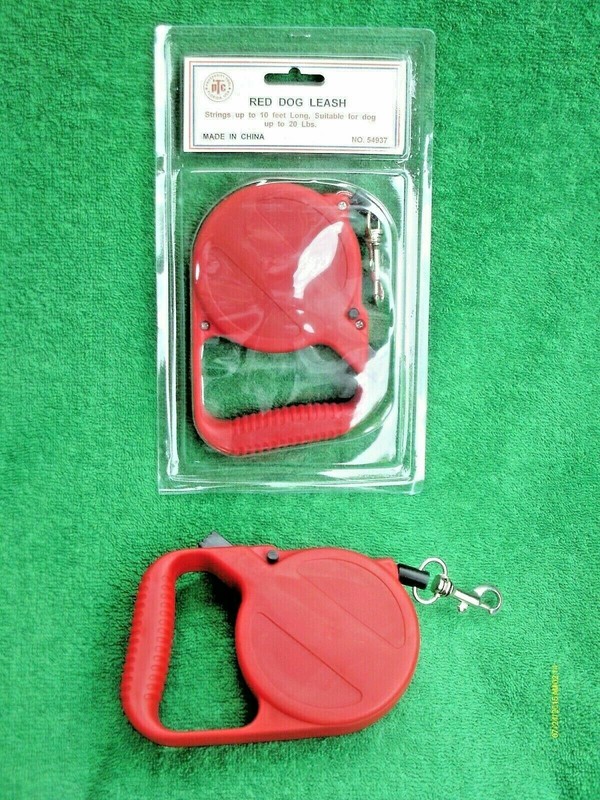 Retractable Red Dog Leash Extending to 10 ft Suitable for Dog Up to 20 Pounds
