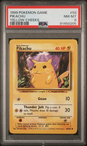 1999 Pokemon Game Base Set #58 Pikachu Yellow Cheeks PSA 8