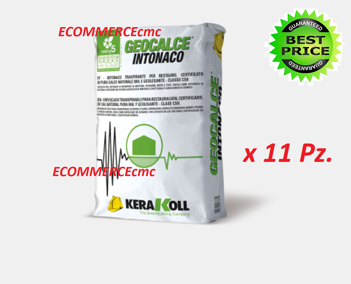 11 x GEOCALE INTONACO KG.25 KERAKOLL INTONACO CIVILE TRASPIRANTE CERTIFICATO