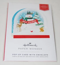 New Hallmark Paper Wonder 3-D Snowman in Snow Globe Pop-Up Christmas Card