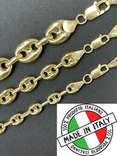 Brazalete collar cadena eslabón marinero inflado plata 925 chapado en oro de 14k 6-12 mm