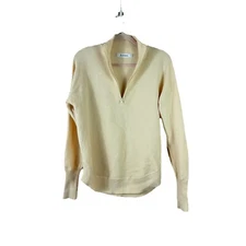 ANRABESS womens size M cream ribbed mock neck 1/2 zip popover sweater