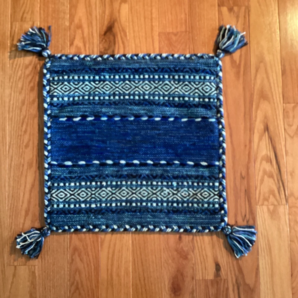Surya Aztec Southwestern Boho Pillow Sham Cover Cotton Weave Tassels Blue - Изображение 2 из 4