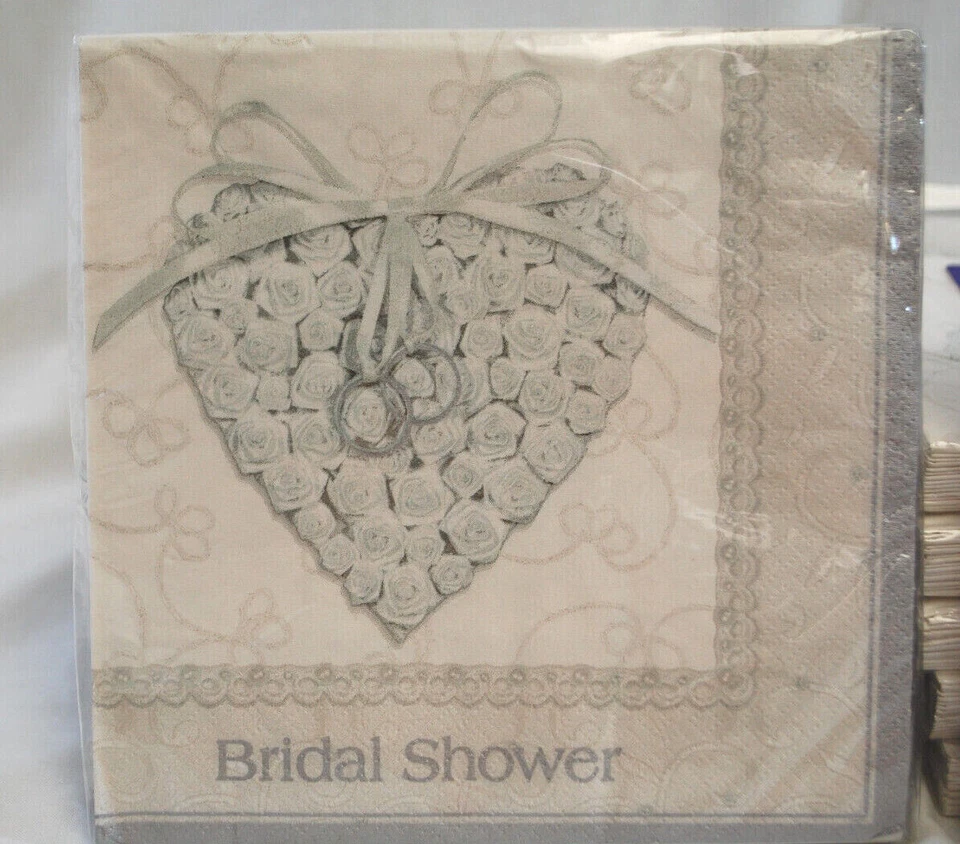 Servilletas de Ducha Nupcial Diseño Vintage 13" Cuadradas Blanco Lote de 18 Paquetes S4380 Foto 3 de 4