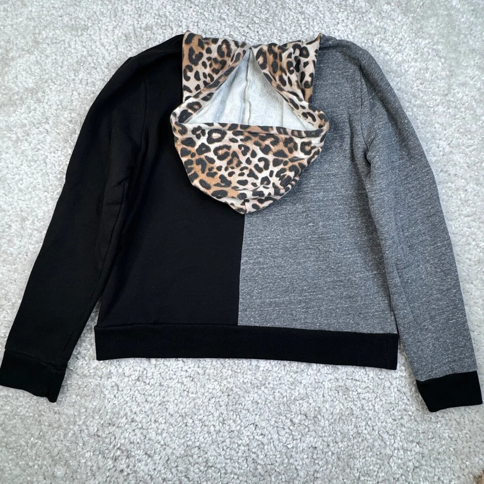 Victoria's Secret Rosa Leopardo Colorblock Sudadera con Capucha Negro Gris Mujer Grande Ajustada Foto 2 de 4