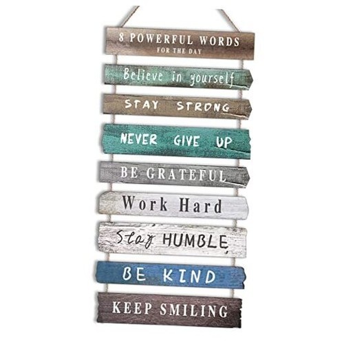Inspirational Wall Art Decor for Office, Wooden Rustic Hanging 8 ...
