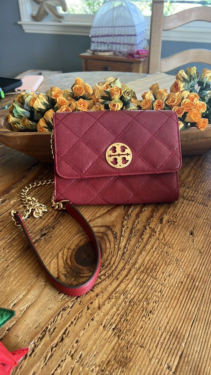 Tory Burch Willa Quilted Leather Chain Wallet Clutch Crossbody Purse Bag  87867