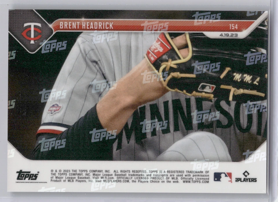 🟪 BRENT HEADRICK Rookie MLB Debut 2023 Topps Now #154 PURPLE 13/25 Twins RC 📈 - Image 2 of 2