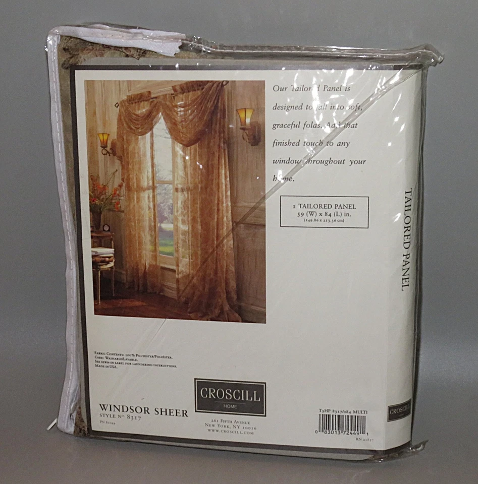 Cortina de ventana panel transparente a medida Croscill Home Windsor 59" x 84" estilo 8317 Foto 2 de 4