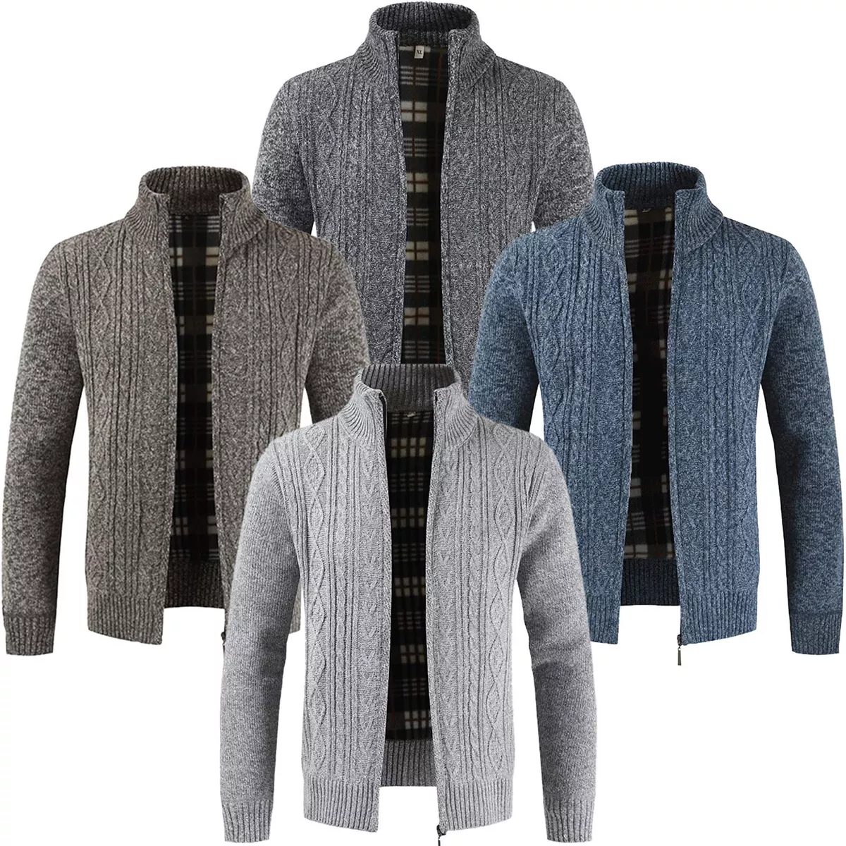 Mens zipped cardigan with collar and side pockets sale
