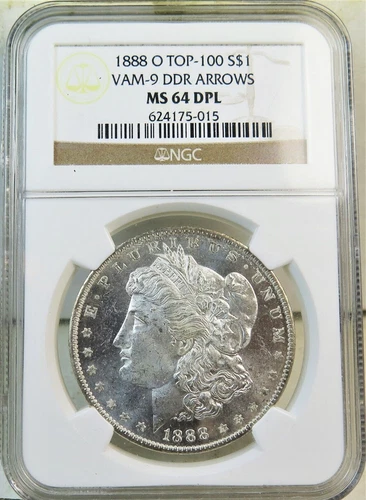:1888-O SILVER MORGAN DOLLAR NGC MS64DPL DMPL VAM-9 DDR DOUBLE ARROWS RARITY R7