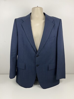 VTG Yves Saint Laurent Blue Striped Blazer Mens Size 42 Jacket