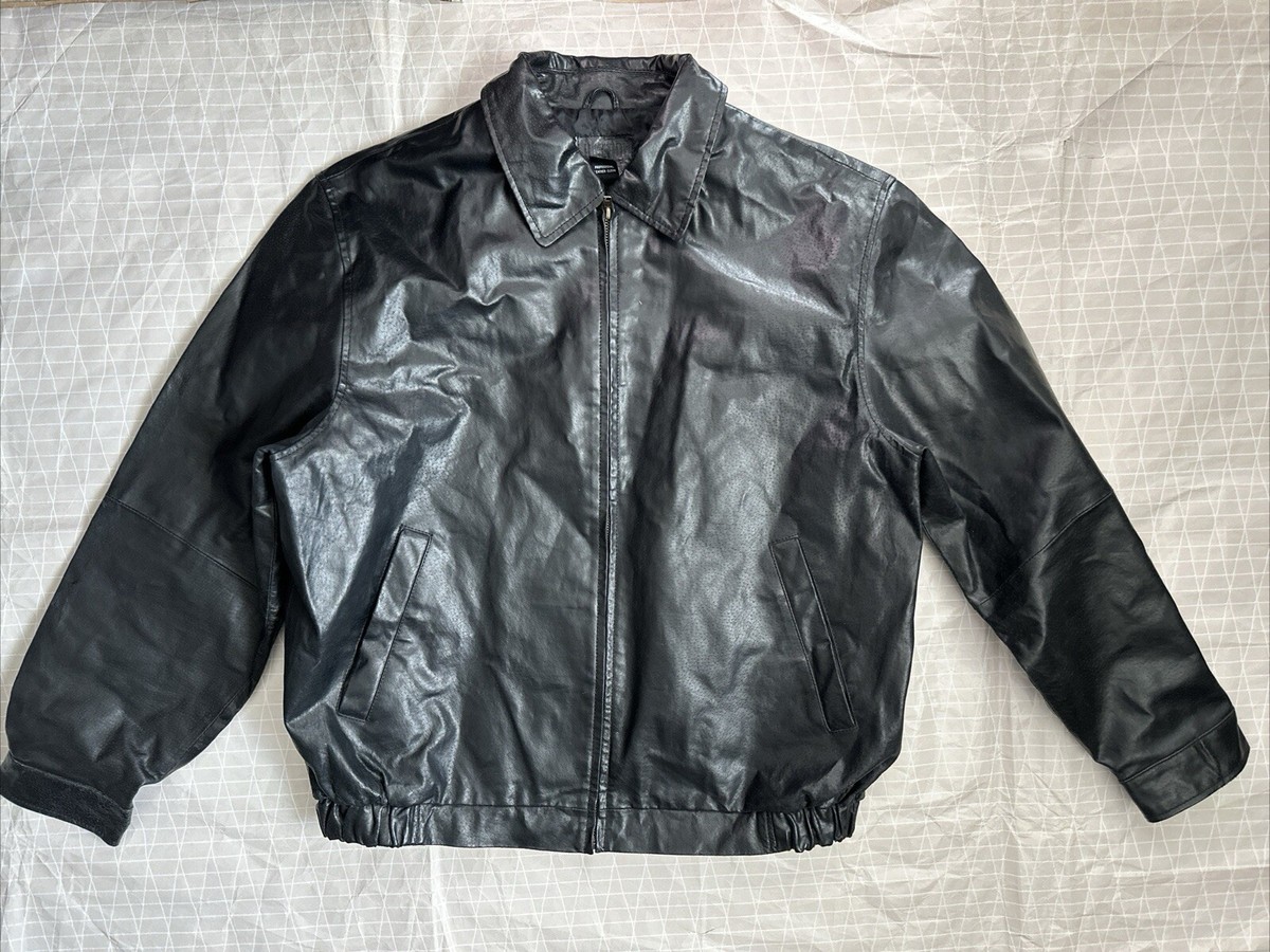Junction West Men's Size L Black Leather Jacket Full Zip Pockets