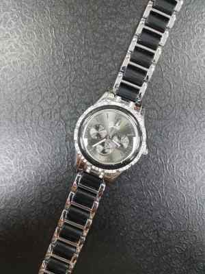 x Armbanduhr Yaki Chro Damen Analog Quarz Silber Schwarz Brillant lac