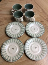 SET OF 4 PFALTZGRAFF NATUREWOOD COFFEE CUP SAUCERS AND CUPS