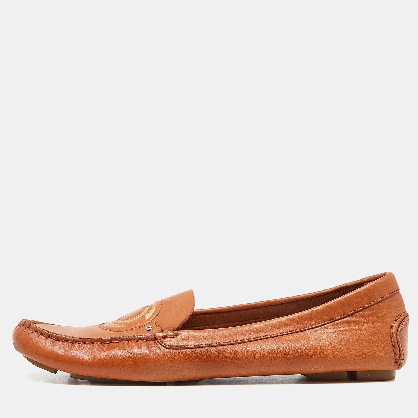 Mocassins à enfiler cuir orange Dior taille 37